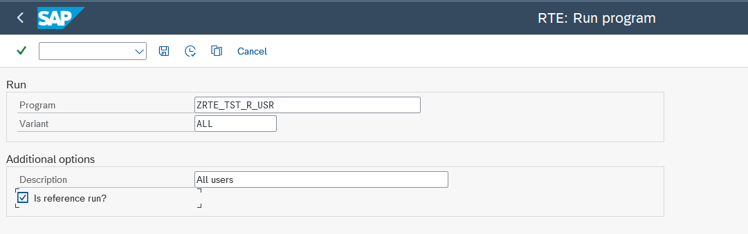 Run program selection screen